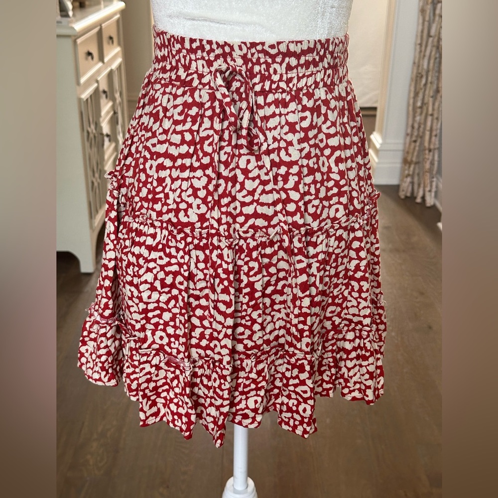 Lizard Thicket Red Animal Print Ruffle Skirt- small